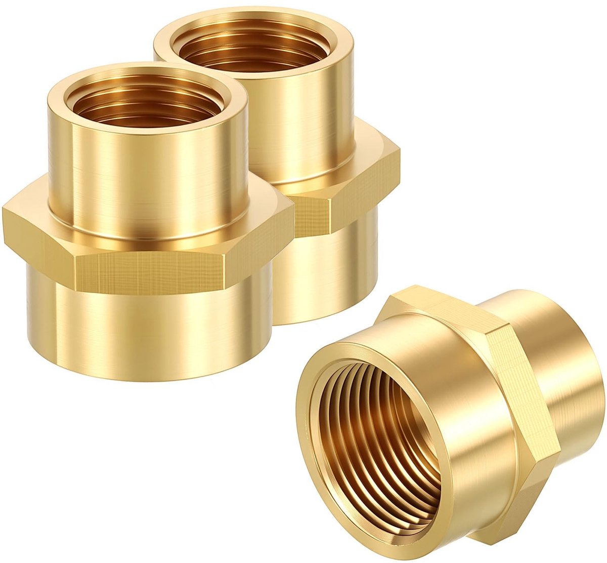 Dailygoods - 3 Pack Vrouwelijk naar Vrouwelijk Adapters Messing Constructie