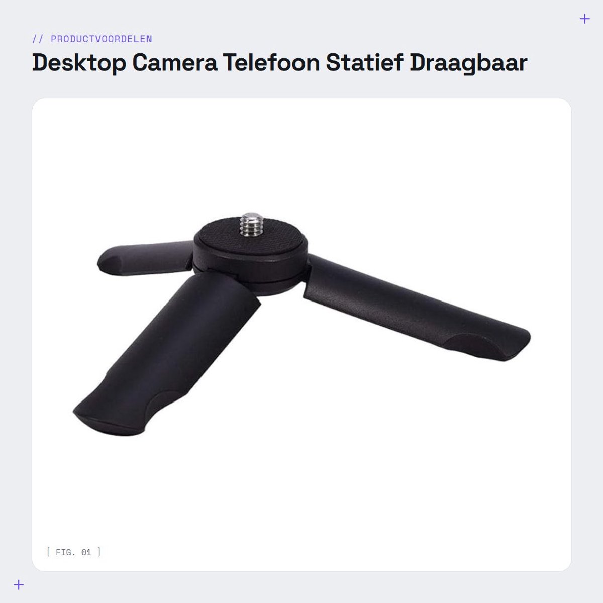 Dailygoods- Statief Draagbaar - Opvouwbaar - Antislip - Voor Smartphone/Camara - Hoogte 8 cm - 1/4 Inch Schroef - Camera Statief