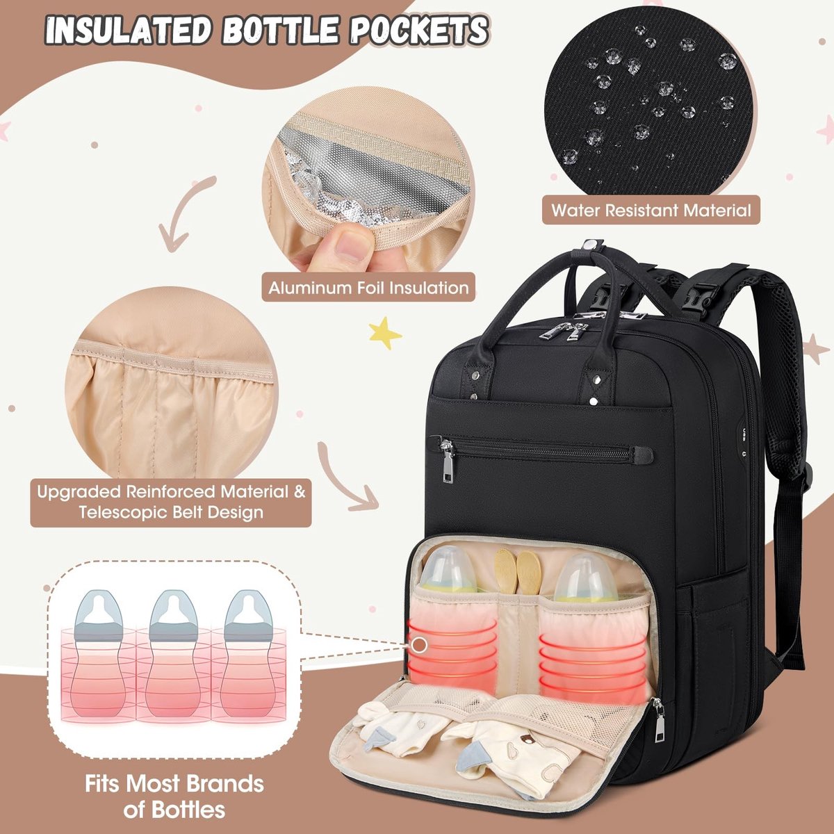Dailygoods- Luiertas Groot - Multifunctioneel - Rugzak met Aankleedkussen - Waterdicht - 20 Compartimenten - Duurzaam Materiaal - Babytas – foto 5