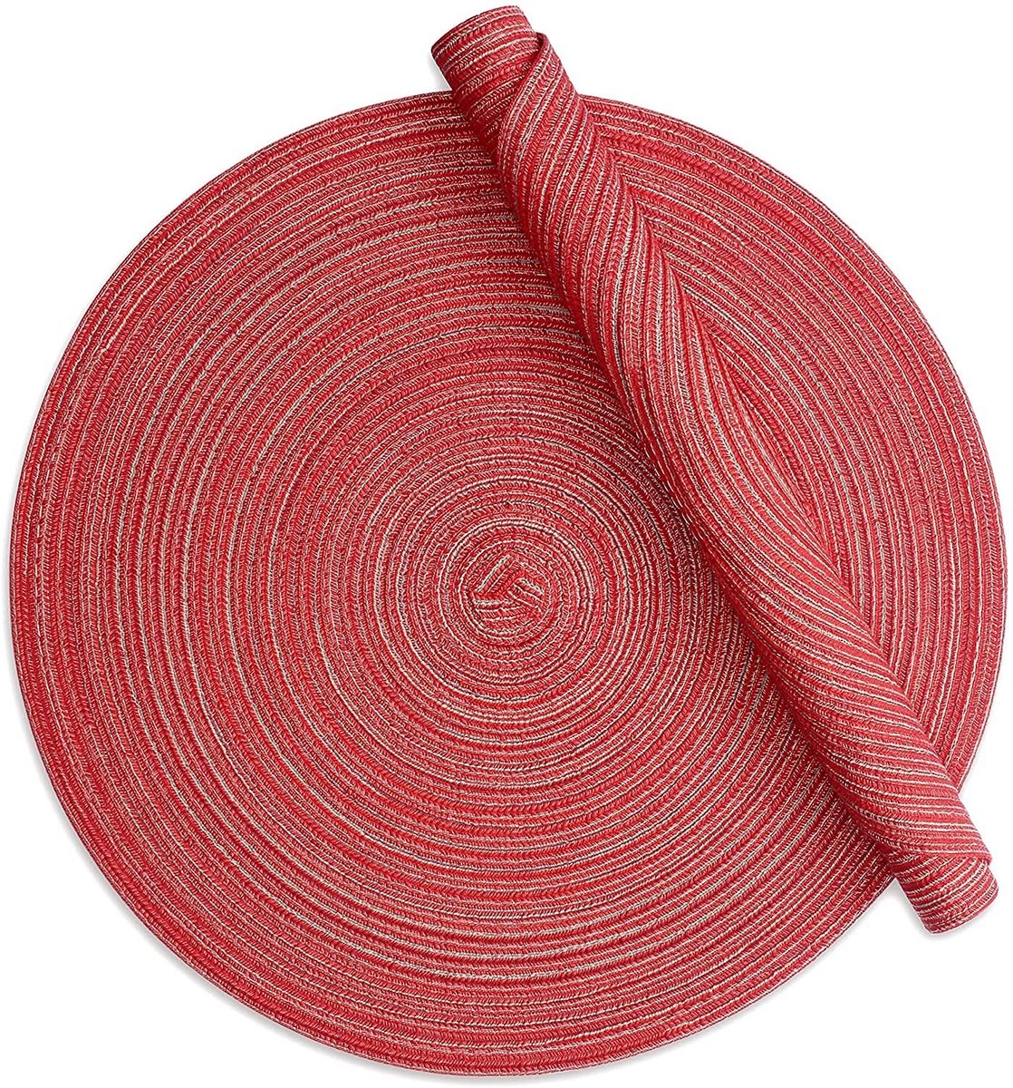Dailygoods- Ronde Placemat Set van 6 - Hittebestendig - Katoen Geweven - Antislip - 38 cm - Perfect voor Feesten en Dagelijks Gebruik - Tafelmat