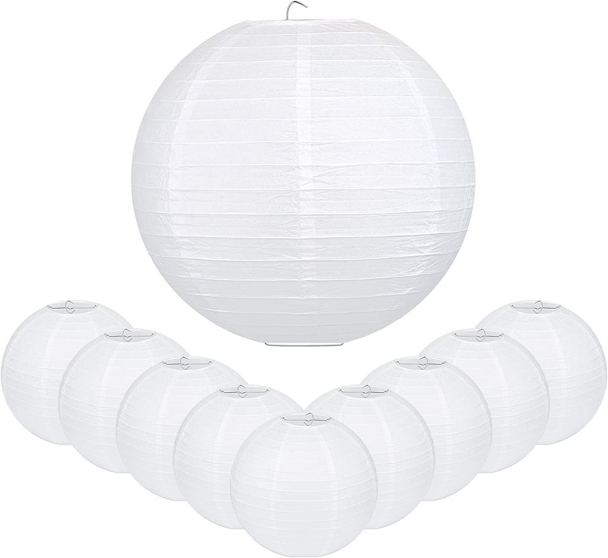 Dailygoods- Papieren Lantaarns 20 Stuks - 25cm Rond - Decoratie voor Feesten - Herbruikbaar - Milieuvriendelijk - Lichtgewicht en Duurzaam - Decoratieve Lantaarns