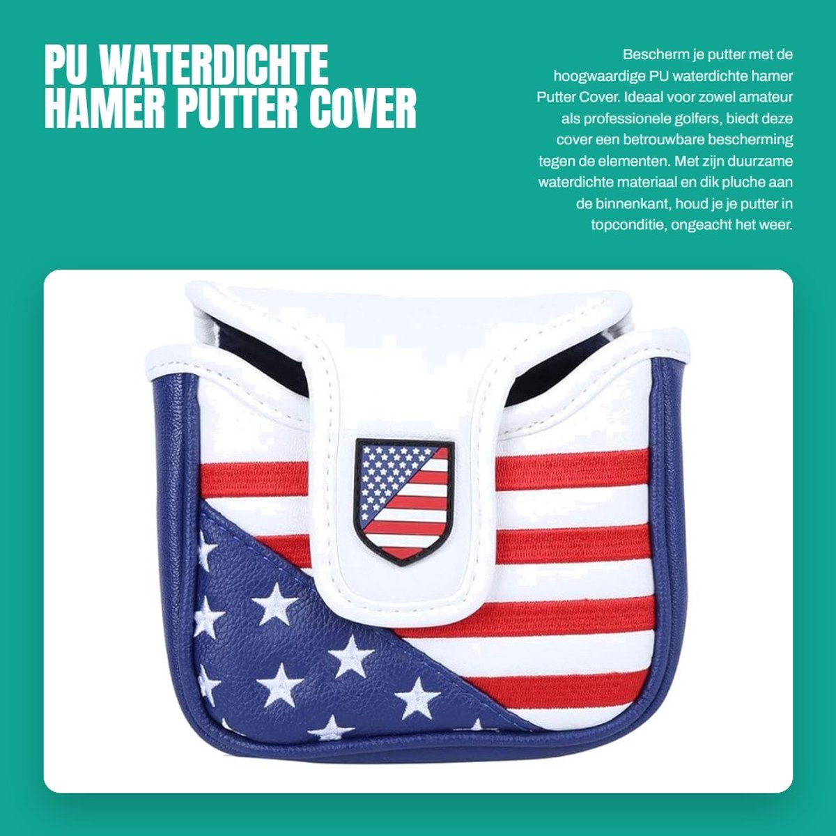 Dailygoods- Putter Cover Waterdicht - Golf Putter Hoofddeksel - Magnetisch Ontwerp - Bescherming - Hoogwaardig PU - Dikke Pluche Binnenkant - Golfcover
