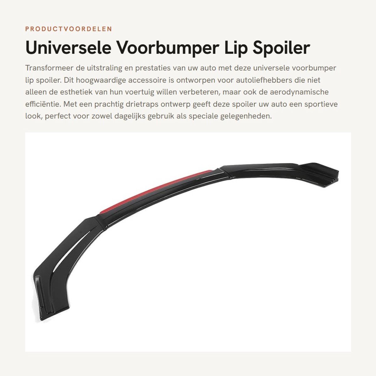 Dailygoods- Spoiler Universeel - Voorbumper Lip - Body Kit - Bescherming - Drietraps Ontwerp - Premium PP Materiaal - Voorbumperlip