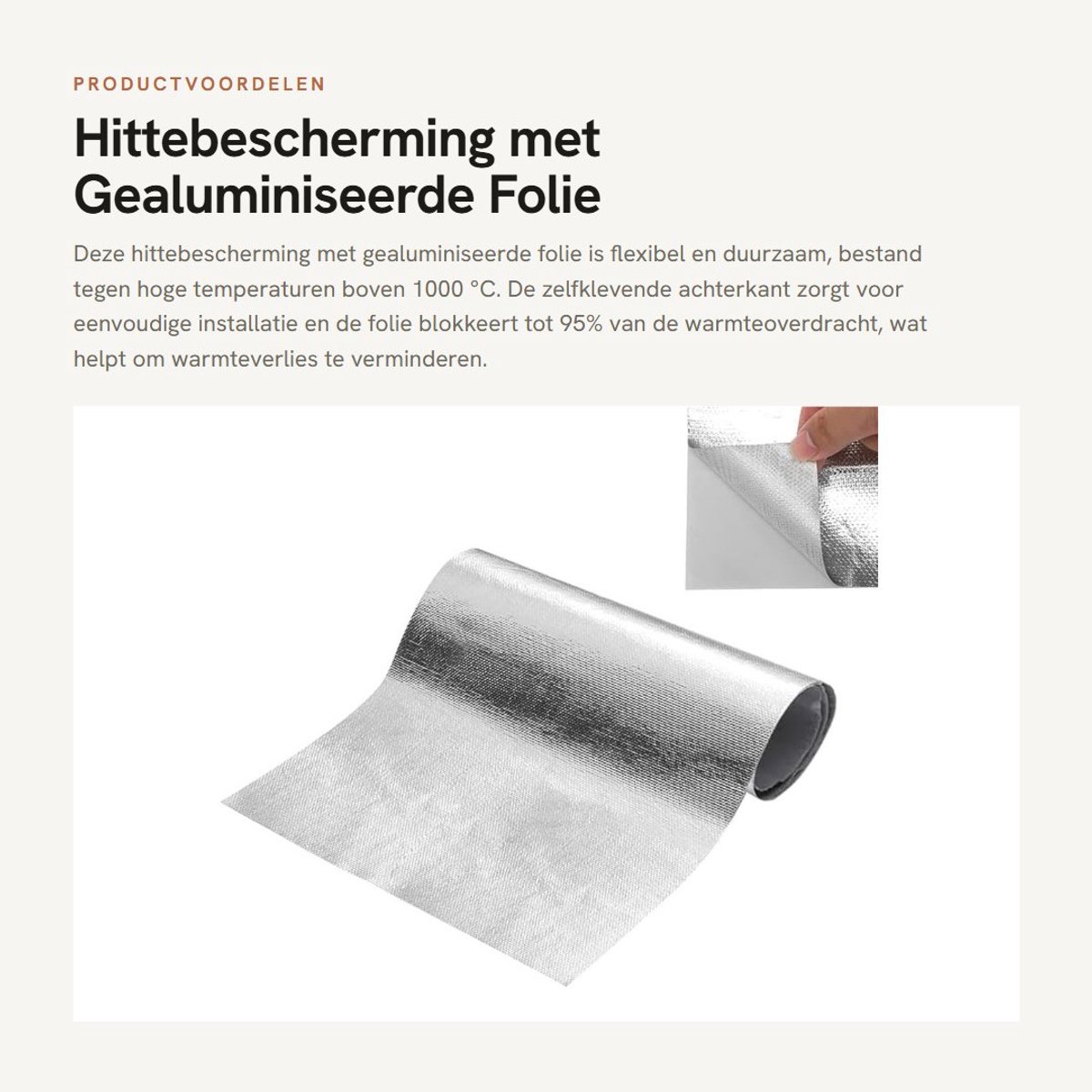 Dailygoods- Hittebescherming Gealuminiseerd - Zelfklevende Isolatiemat - 30 x 100 cm - Flexibel/Duurzaam - Blokkeert 95% Warmte - Aluminium Glasvezel - Isolatiefolie
