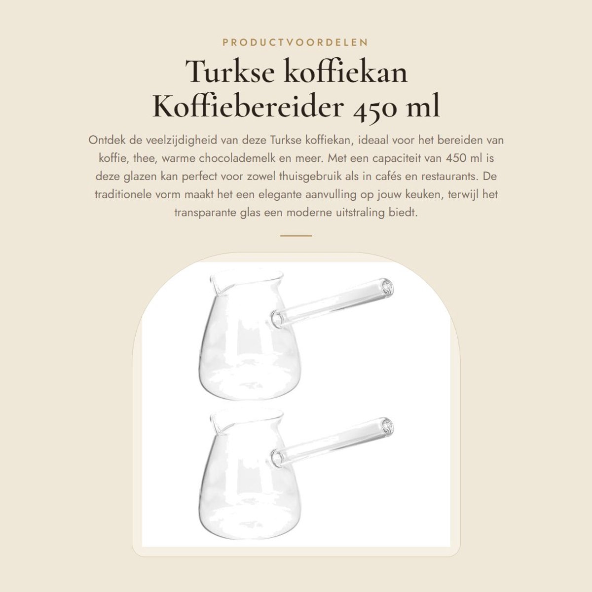 Dailygoods- Koffiekan 450 ml - Glazen Koffiebereider - Multifunctionele Kan - Geschikt voor Inductie - Voor Koffie/Thee/Melk - Traditionele Vorm - Waterkoker