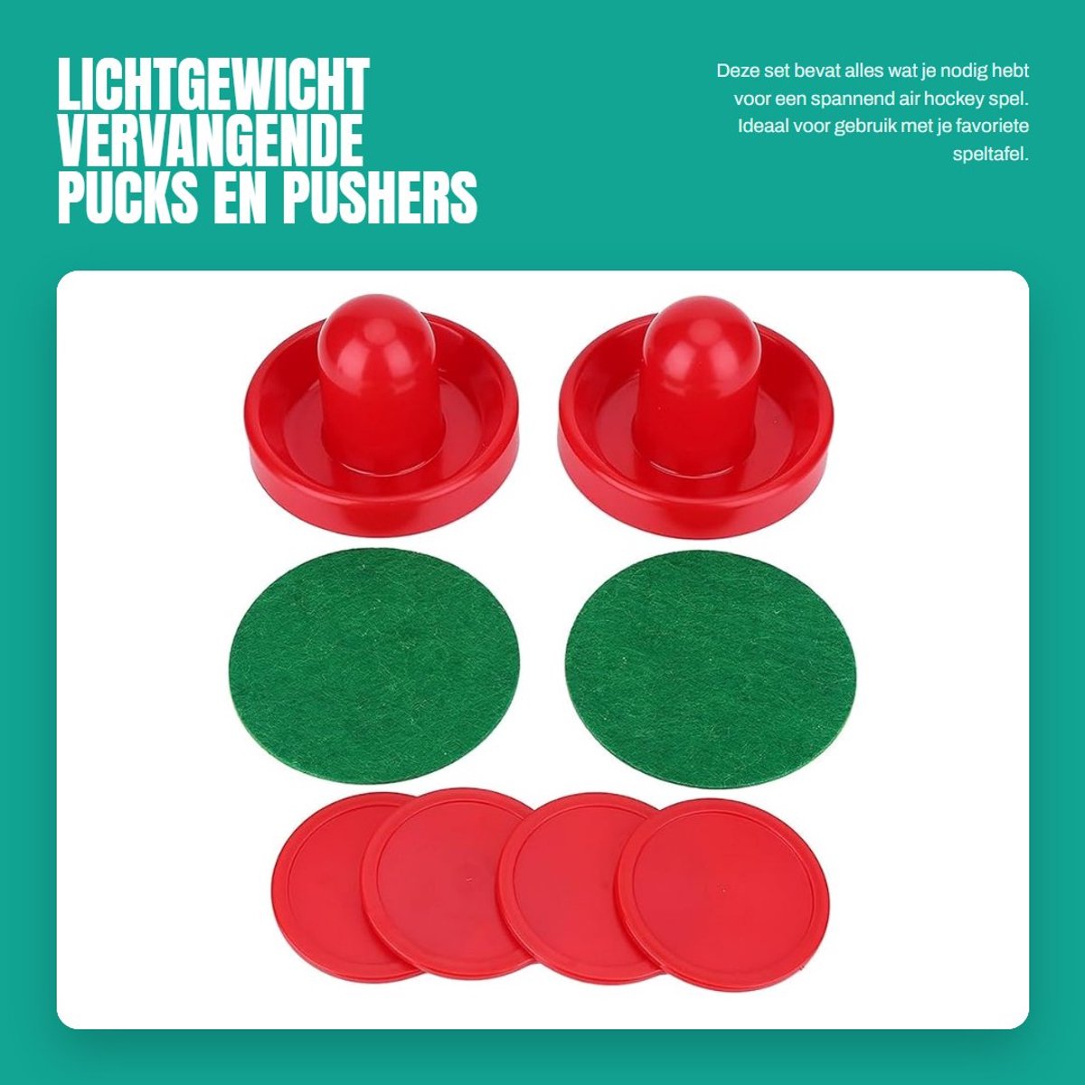 Dailygoods- Air Hockey Pucks Lichtgewicht - Vervangende Pucks - Duurzaam - Accessoires - 2 Pushers - 4 Puck Pack - Hockeyuitrusting