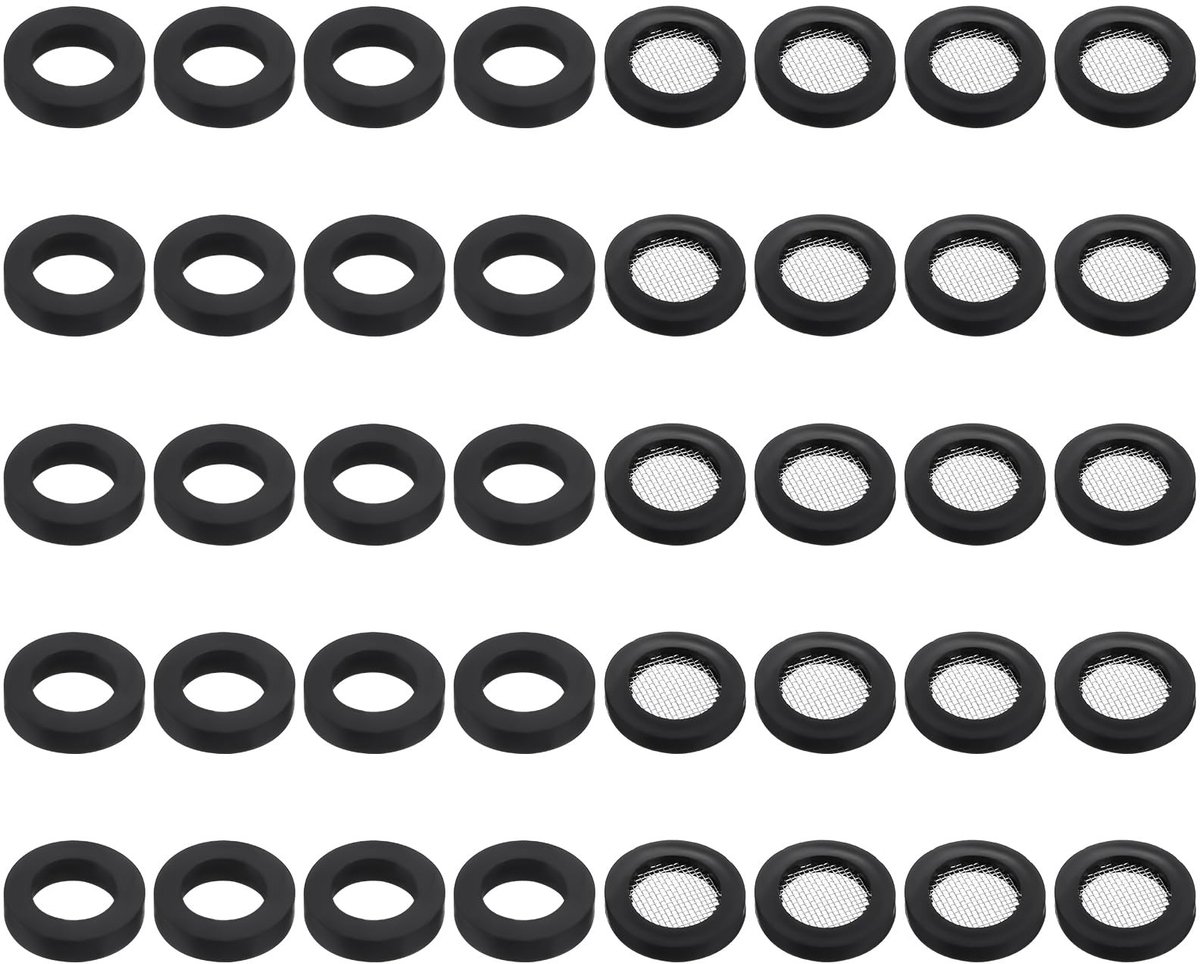 Dailygoods- Douchekop Afdichting 40 Stuks - Rubber/RVS Sealingringen - O-ring/Filternet - 1/2 Inch Douche - Schone Waterdoorstroming - Verlengt Levensduur Douchekop - Afdichtringen