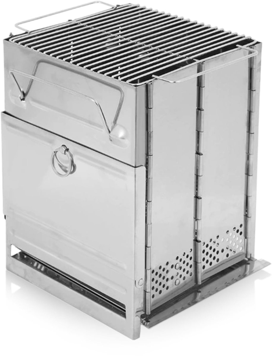 Dailygoods- Houtskoolgrill - Roestvrij Staal - Opvouwbaar - Draagbaar - Compact - 14 x 14 x 20,5 cm - Barbecue