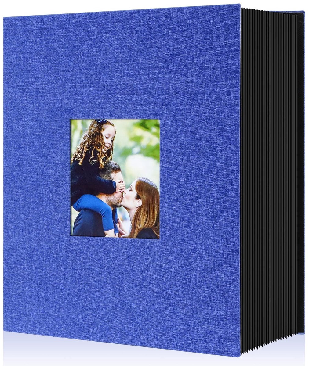 Dailygoods- Fotoalbum groot formaat - 1000 foto's 10x15 cm - Linnen album - Zuurvrij - Comfortabele touch - Prachtig design met venster - Fotoboek