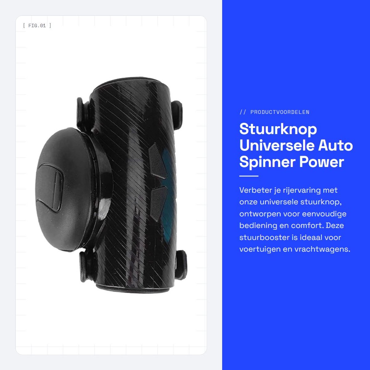 Dailygoods- Stuurknop Universeel - Stuurbal - Stuurwiel Knop - Auto Stuurknop - Vrachtwagen Stuurknop - Metaallegering/Rubber - Zwart