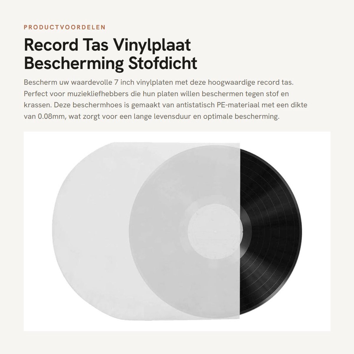 Dailygoods- Beschermhoes Vinylplaten 100st - Stofdicht - Krasbestendig - Antistatisch - PE 0,08mm - Lange levensduur - Platenzak
