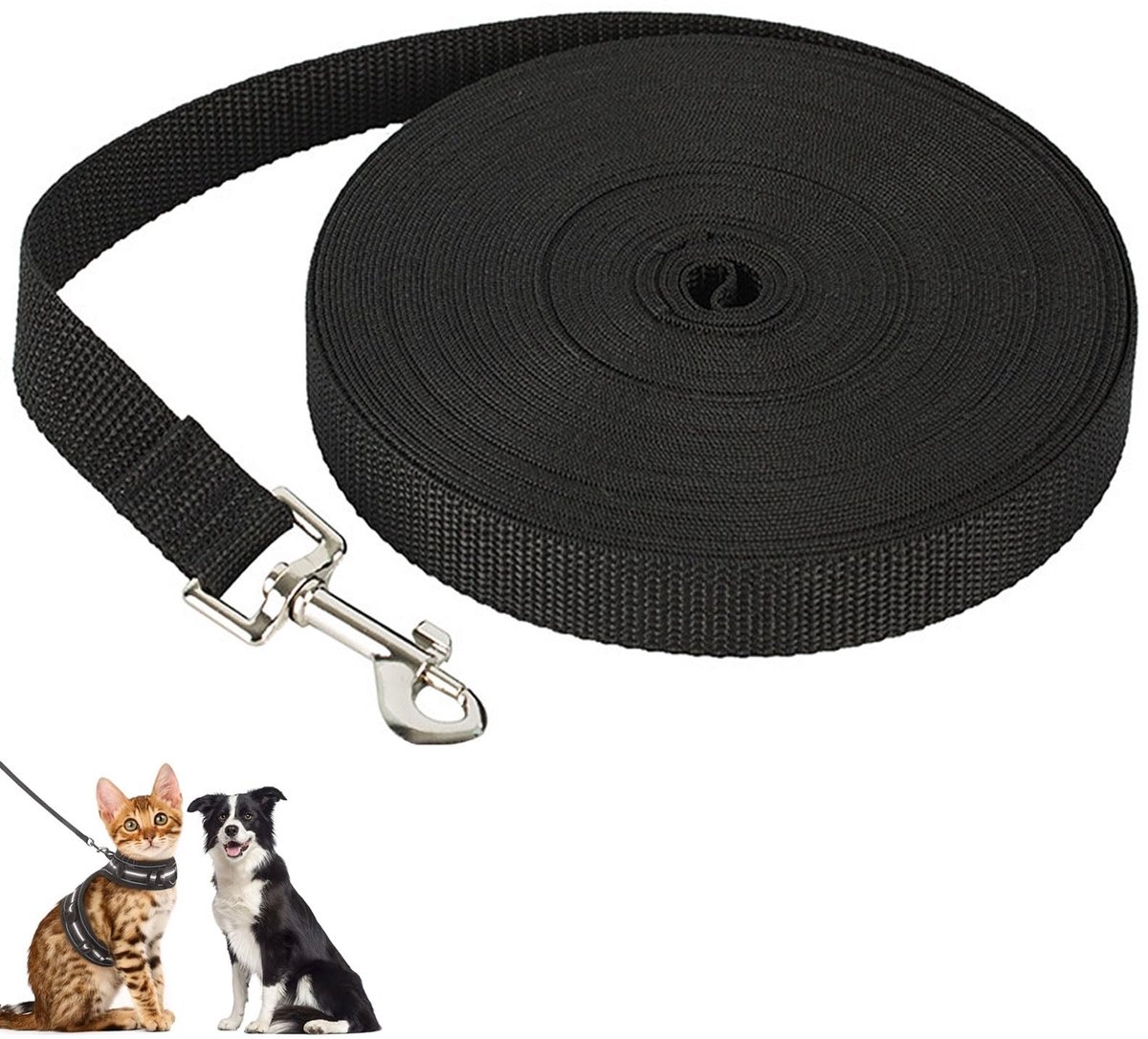 Dailygoods- Trainingslijn 10 meter - Robuuste Hondenriem - Waterafstotend - Vuilafstotend - Zacht Materiaal - Corrosiebestendige Haak - Hondenlijn