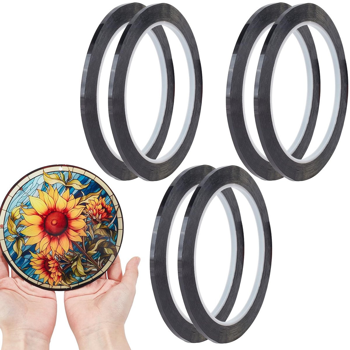Dailygoods- Loodlijnen zwart - 6 stuks - Zelfklevend - Glas-in-lood - Decoratieve richtlijnen - 66 m lengte