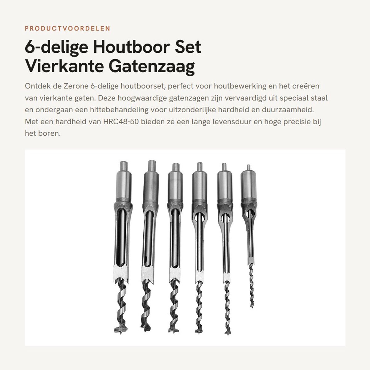 Dailygoods - 6-delige Houtboor Set - Vierkante Gatenzaag voor Houtbewerking