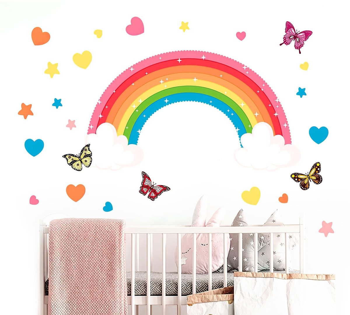 Dailygoods- Muursticker Regenboog - Wanddecoratie Kinderen - Muurstickers Slaapkamer - Muurstickers Babykamer - Decoratie 30 cm x 60 cm - Waterdicht en Verwijderbaar