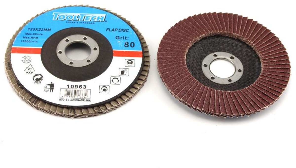 Lamellenschijf 125 mm K80 – Aluminium Oxide Schuurschijf voor Haakse Slijper – TOOLTECH