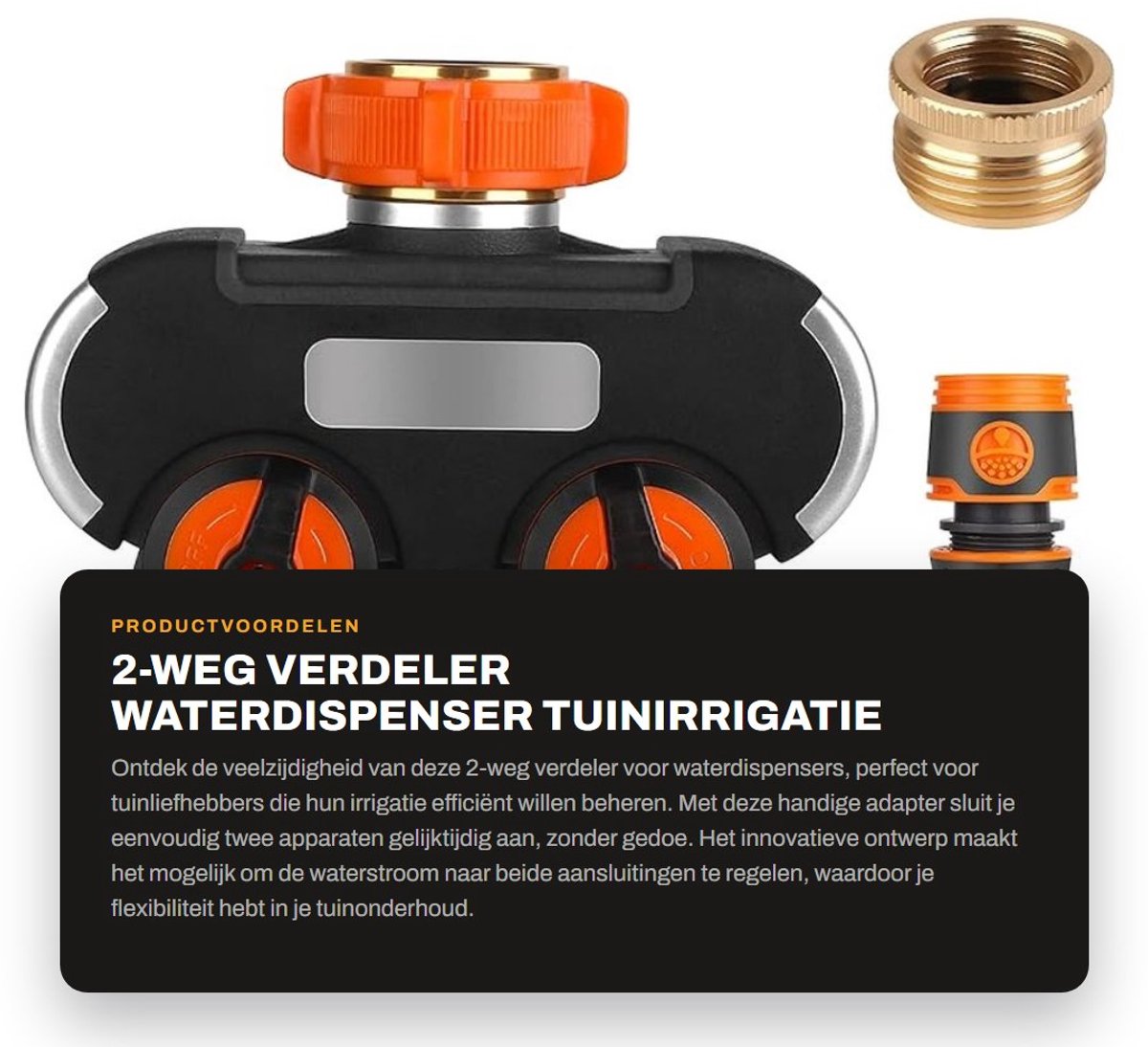 Dailygoods - 2-weg verdeler waterdispenser - tuinirrigatie - gelijktijdig aansluiten van twee apparaten - 3/4 inch en 1/2 inch - ideaal voor tuinliefh...