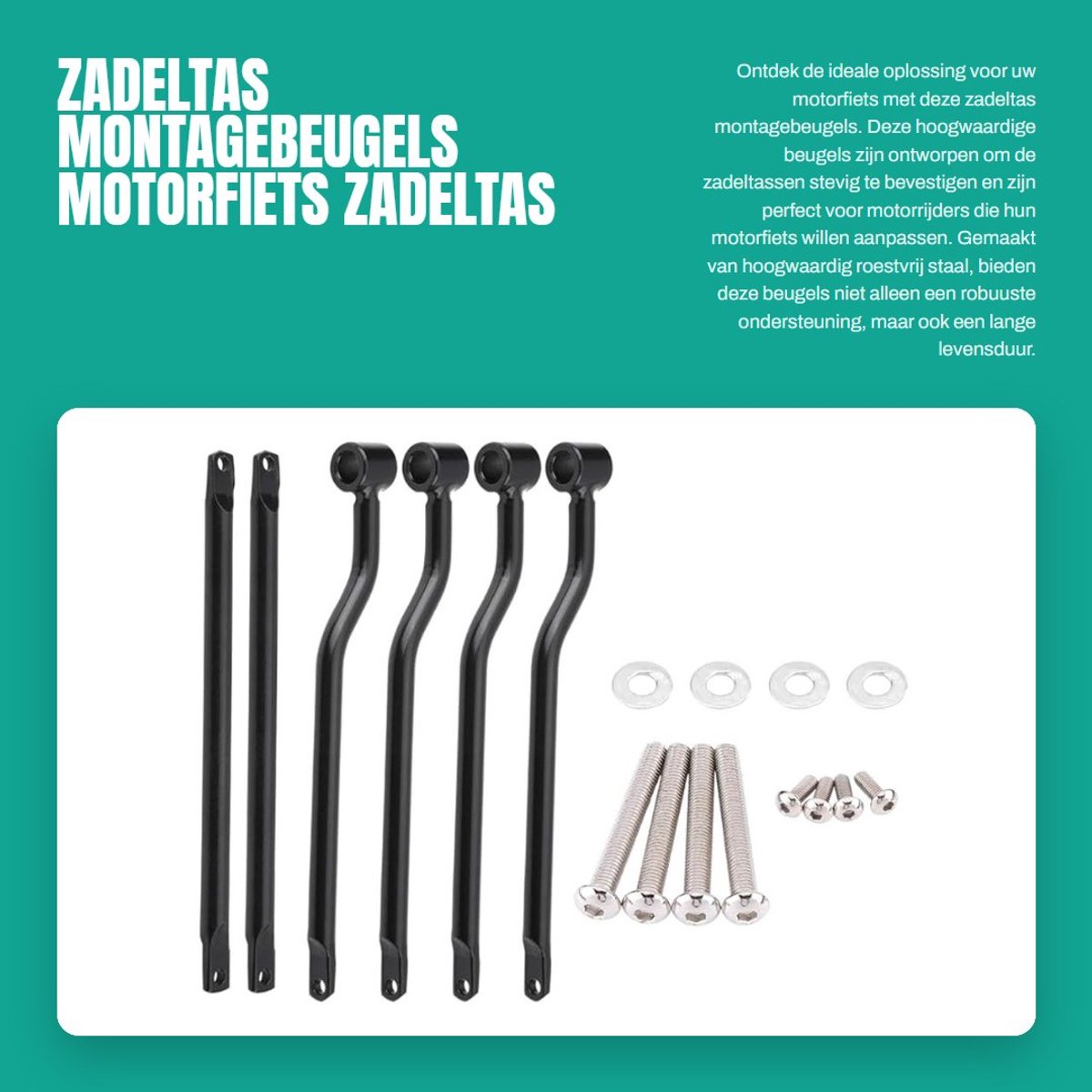 Dailygoods- Zadeltasbeugels set - Roestvrij staal - Antiroest - Universale pasvorm - Motorfiets - Hoogwaardige stijfheid - Motorfietsbeugels