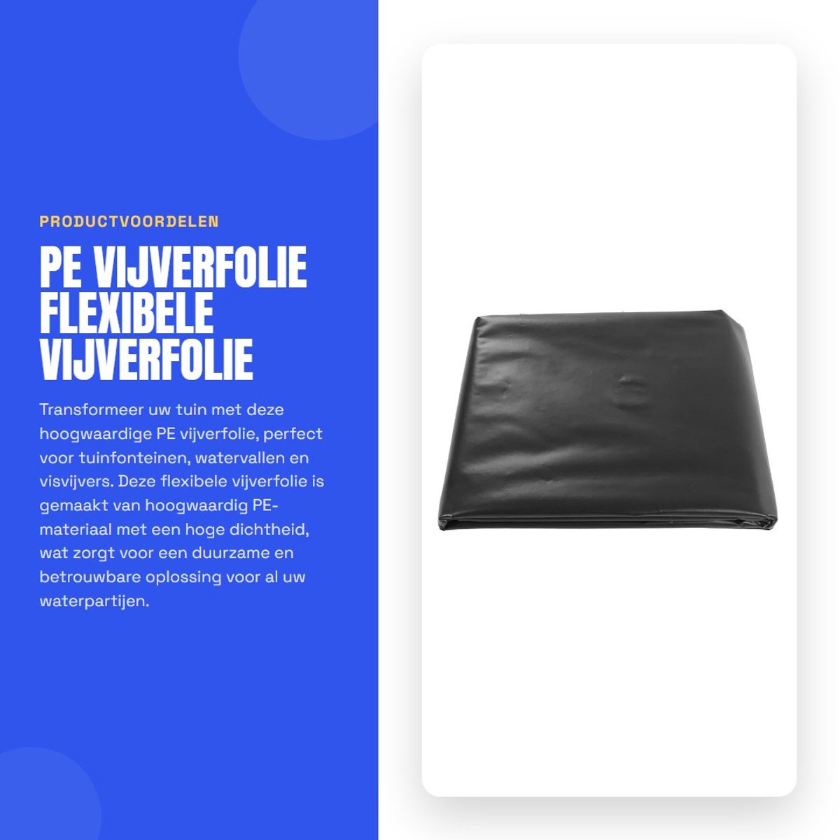 Dailygoods- Vijverfolie 3x5 m - PE-materiaal - Buigzaam/ flexibel - Veilig/ milieuvriendelijk - Geschikt voor vijvers - Betrouwbaar voor langdurig gebruik - Zwembadfolie