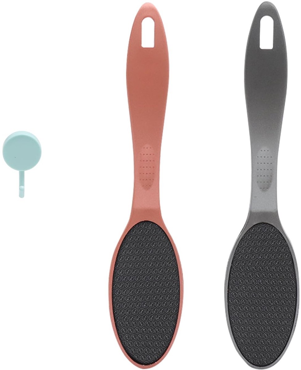 Dailygoods- Eeltverwijderaar 2 Stuks - Nano-glas Voetvijl - Effectieve Eeltvijl - Pedicure - Voetverzorging - Lange Handgreep - Grijs/Roségoud