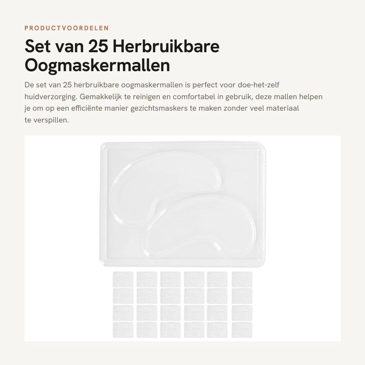 Dailygoods- Oogmaskermallen 25 Stuks - Herbruikbaar - Transparant - Kunststof - Veilig en Milieuvriendelijk - Voor Doe-Het-Zelf Huidverzorging - Oogmasker