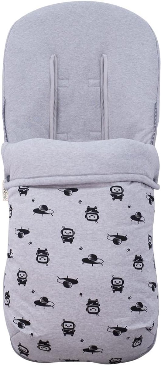 Voetenzak Kinderwagen - Babyzak - Baby Warm Houden - Zacht Teddyfleece - Universeel - Robot Space — afbeelding 5