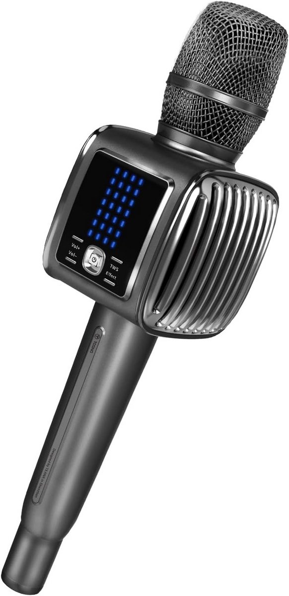 Karaoke Microfoon - Draadloze Speaker - Feestelijke Optredens - 20W Stereo Geluid - LCD Display - Zwart