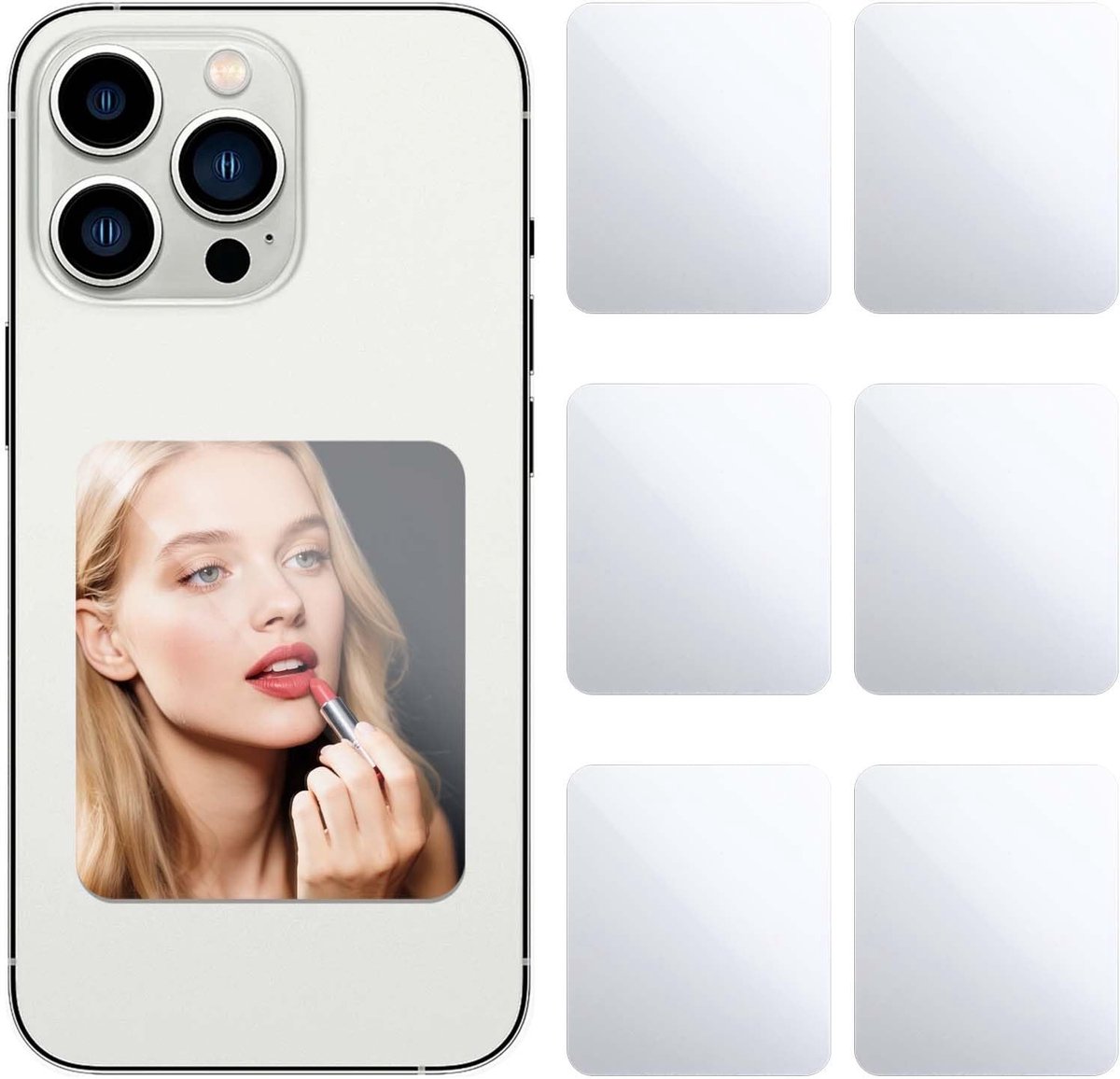 Dailygoods- Spiegel Sticker Zilver - Plakspiegel - Make-up Spiegel - Acryl Spiegel - Telefoon Spiegel - 6 Stuks - 6 × 5 cm - Spiegelstickers