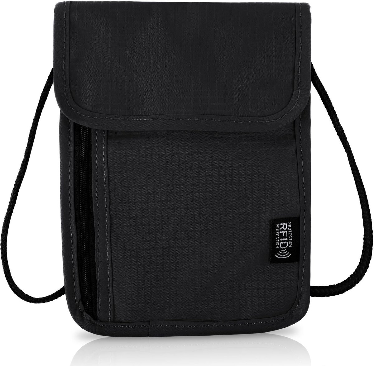 Dailygoods blokkerende reisnekportemonnee - waterdichte paspoorthouder - zwart - draagbare organizer voor reizen - minimalistisch design - gesc...