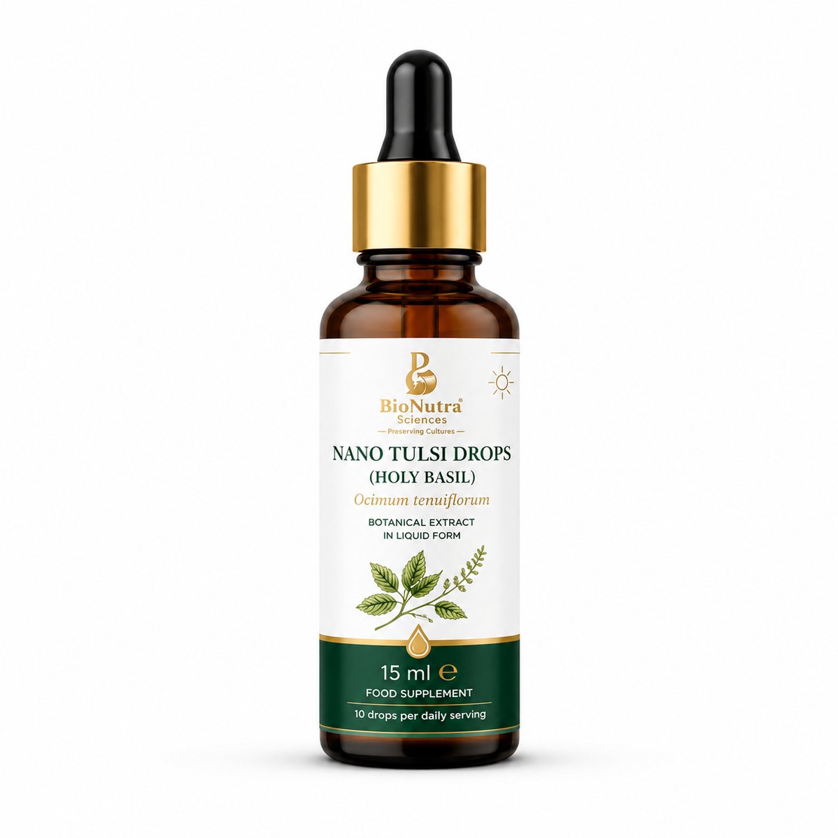 Nano Tulsi leaf (Holy Basil) Drops-Botanical Extract | 15 ml