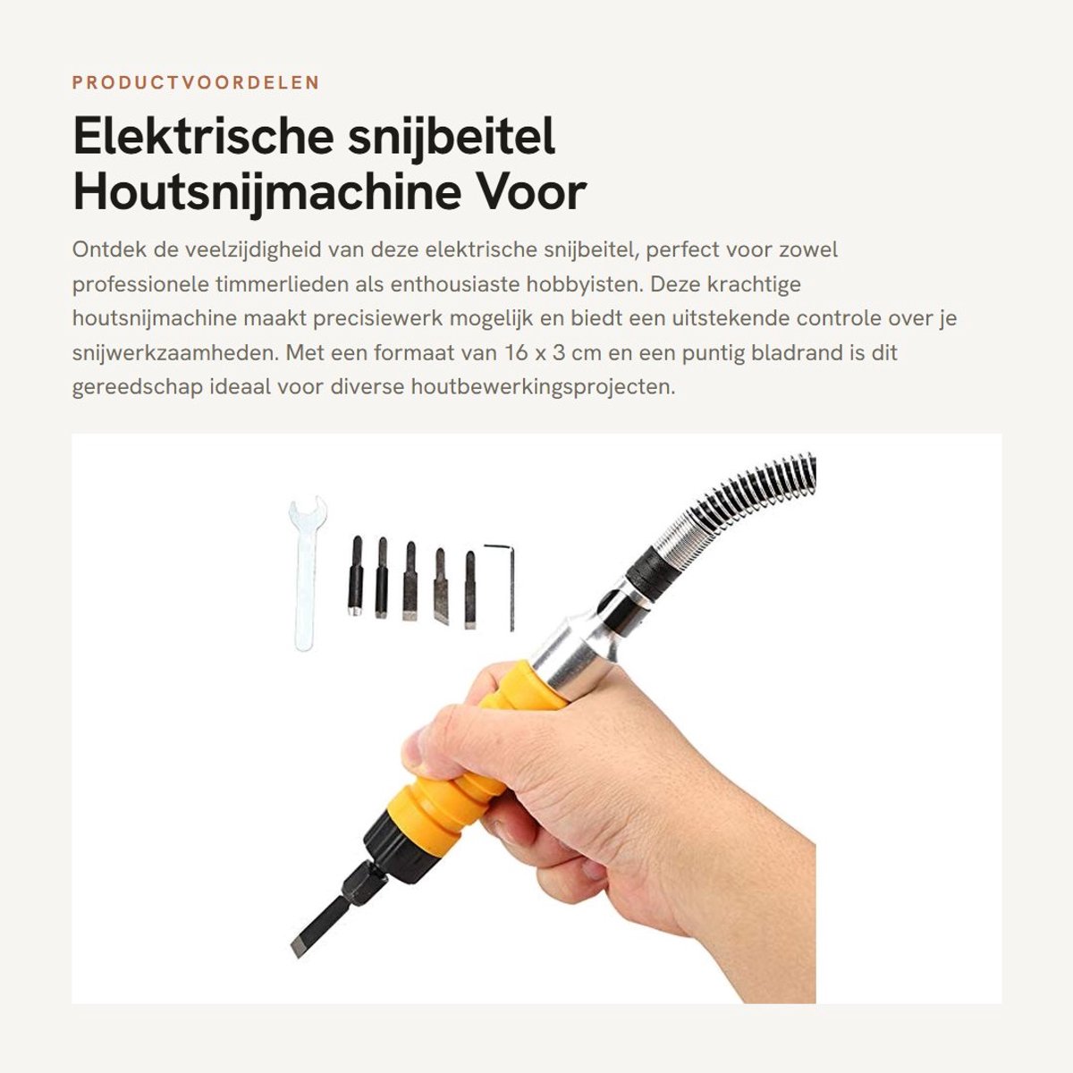 Dailygoods - Elektrische snijbeitel - Houtsnijmachine - Voor timmerwerk - 16 x 3 cm - Snijgereedschap - Ideaal voor houtbewerking - Geschikt voor prof...
