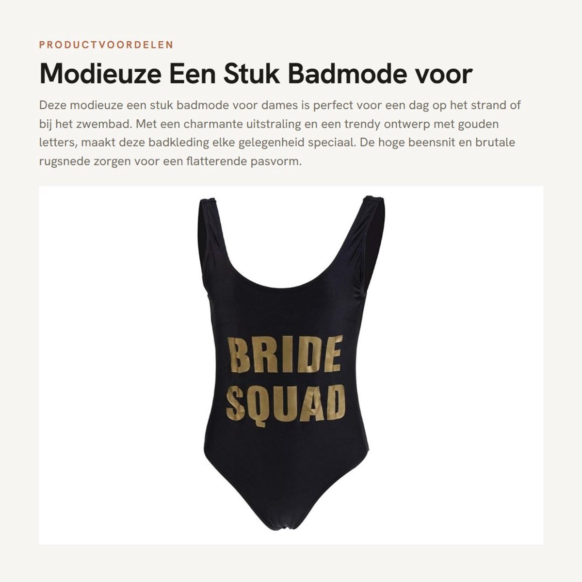 Dailygoods- Jurk Modieuze uitstraling - Badkleding - Hoge beensnit - Bruidsdouche - Vrijgezellenfeest - Nylon materiaal - Goede elasticiteit - Badpak