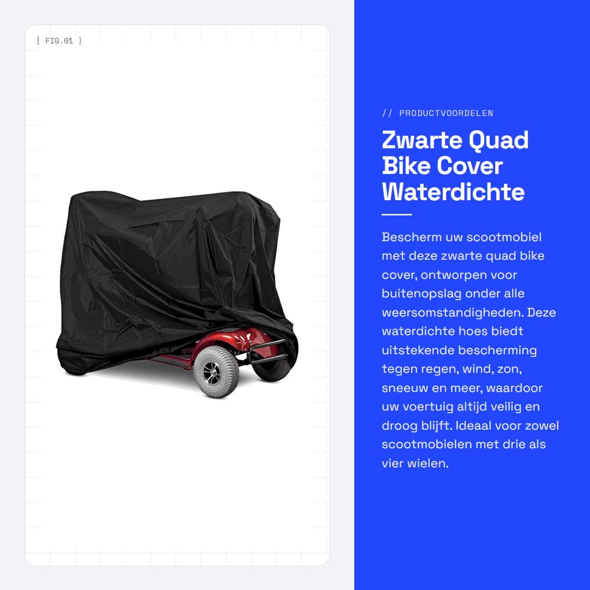 Dailygoods- Motorcover Waterdicht - Scootmobielhoes - Buitenopslag - Lichtgewicht - Eenvoudig te installeren - Bescherming tegen weer en vuil - Scooterhoes
