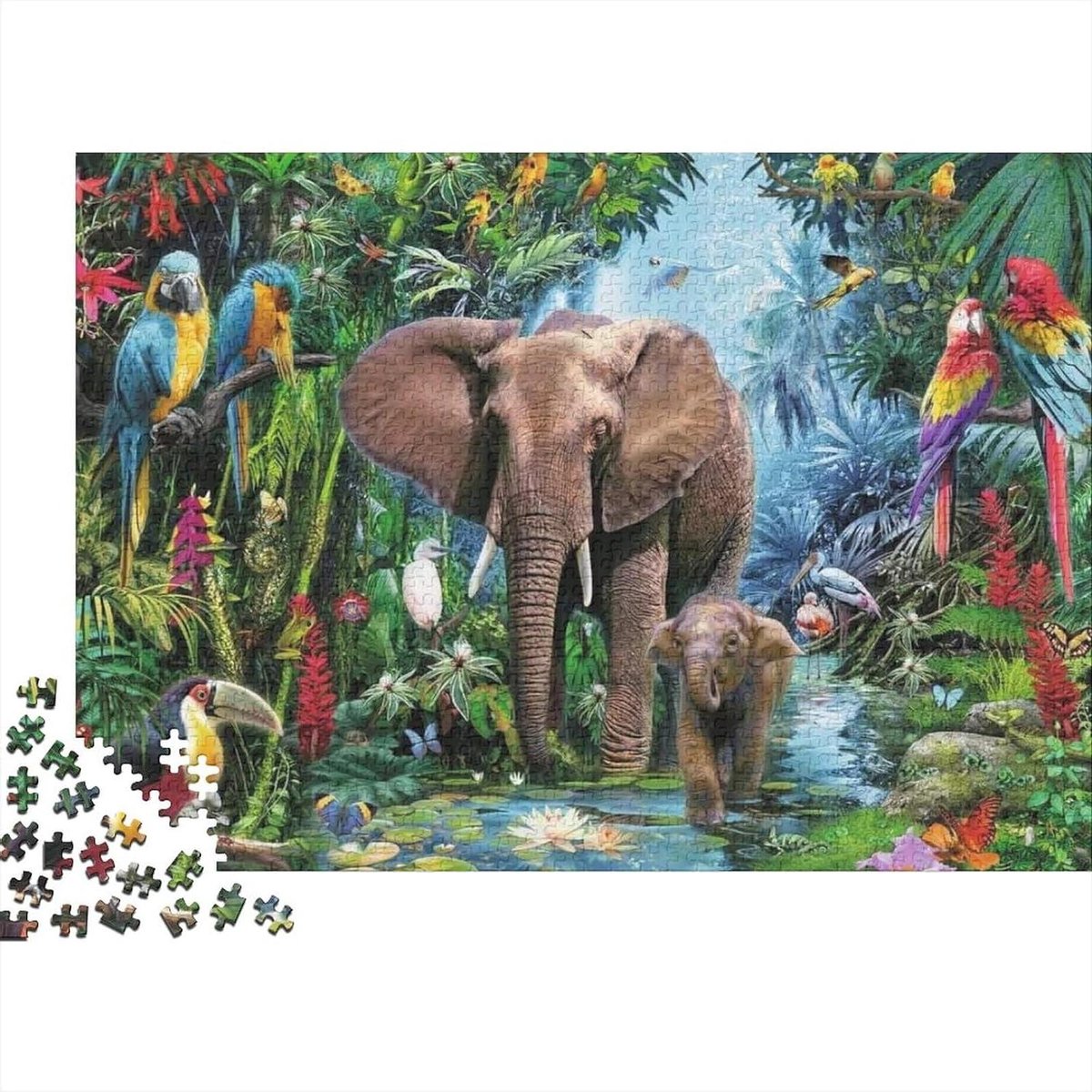 Houten Puzzel - Legpuzzel Spel - Ontspanning Thuis - Unieke Vormen - 75 x 50 cm - Multicolor