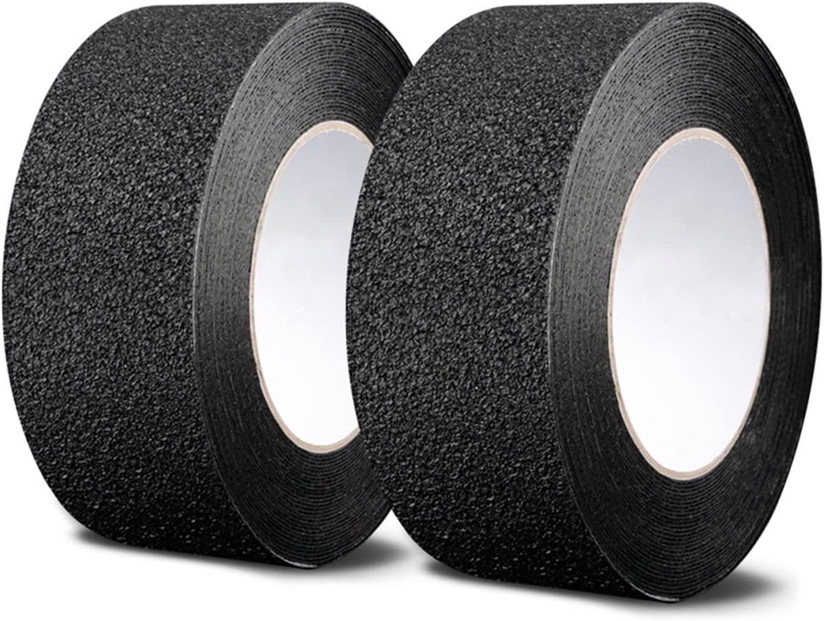 2 rollen antislip tape – 10 m × 5 cm × 0,75 mm – Zelfklevende antislip tape – Knipbaar – Gemakkelijk te gebruiken – Geschikt voor binnen- en buitengebruik – Zwart