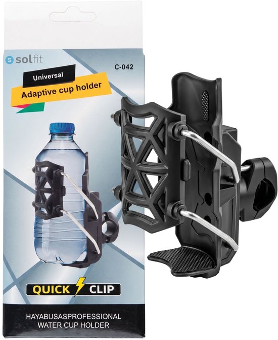 Solfit - Universele Bekerhouder & Fleshouder - 360° Draaibaar - Voor Kinderwagen, Fiets & Motor - Verstelbaar & Zonder Gereedschap - Anti-Mors - Zwart - HOLDITO — afbeelding 5