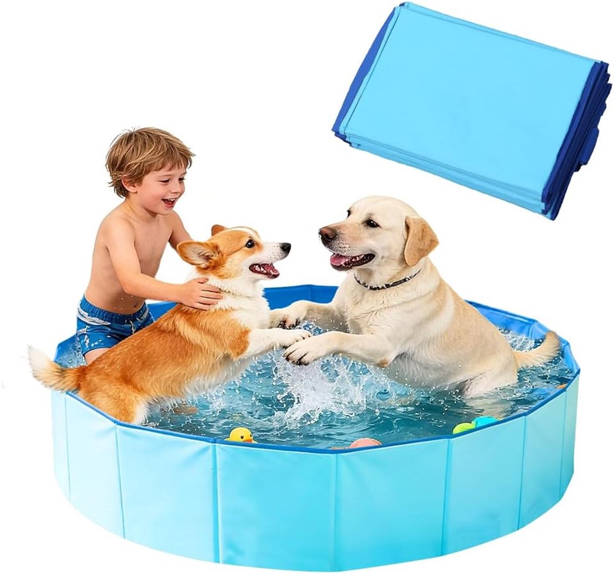 1 stuk opvouwbaar huisdieren zwembad - 80 × 20 cm - Met afvoerkraan - Zijafvoer - Makkelijk te gebruiken - Voor huisdieren en kinderen - Tuin en strand - Blauw