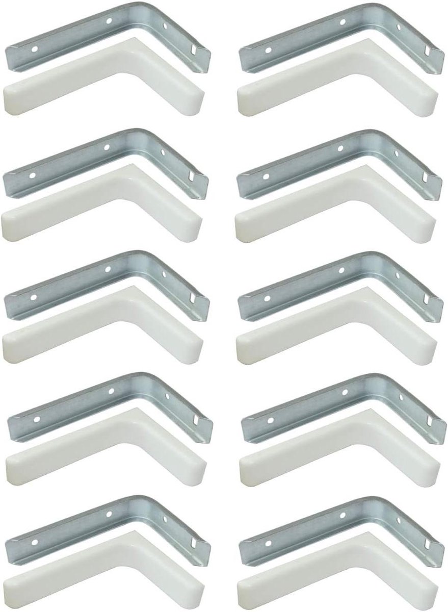 Wandconsolehoeken - Plankdragers Bevestiging - Planken Ophangen - Met Kunststof Doppen - 80/120 mm - Wit