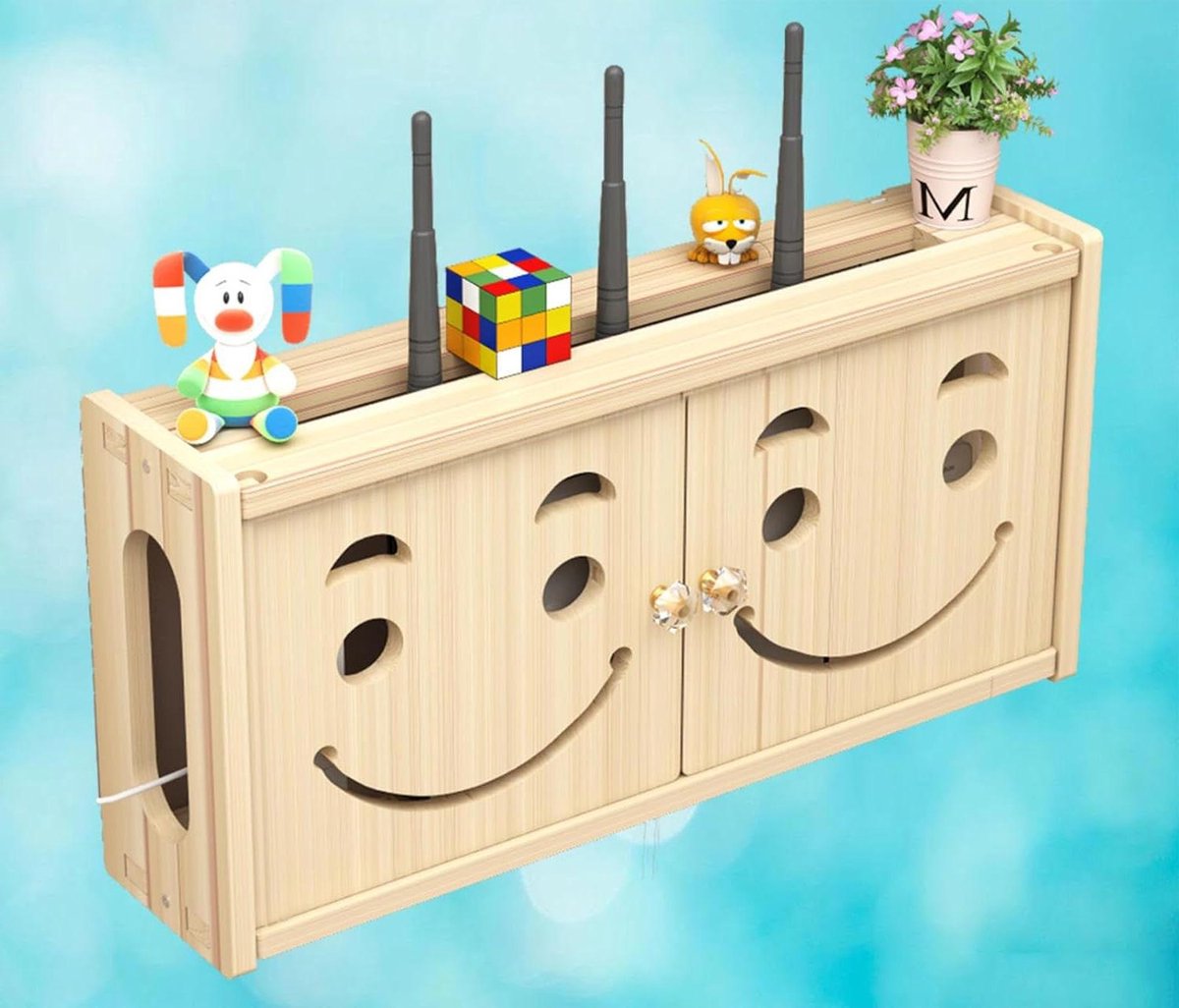 Router Opbergplank - Wifi Hider Box - Kabels Organiseren - Met Warmteafvoer - 48x24cm - A