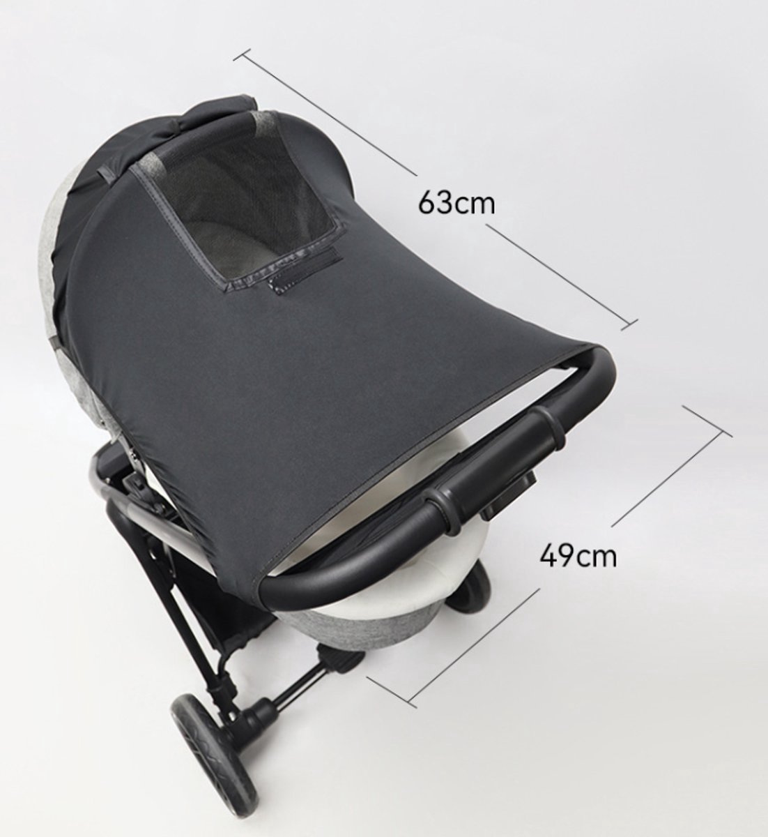Kinderwagen Zonnescherm - Zonnedoek Kinderwagen - Zonnedoek buggy - Zonnedoek Wandelwagen - Zonnekap - Zonnedoek - Met kijkvenster - Buggy accessoire - Waterdichte, UV-werende - Parasol - voor kinderwagen - zwart — afbeelding 5