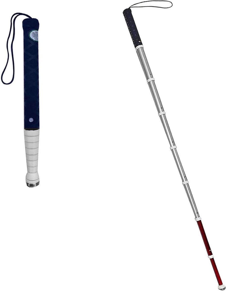 Telescopische blindenstok - Intrekbare wandelstok - Veilige mobiliteit - Reflecterende film - 118 cm - Zilver