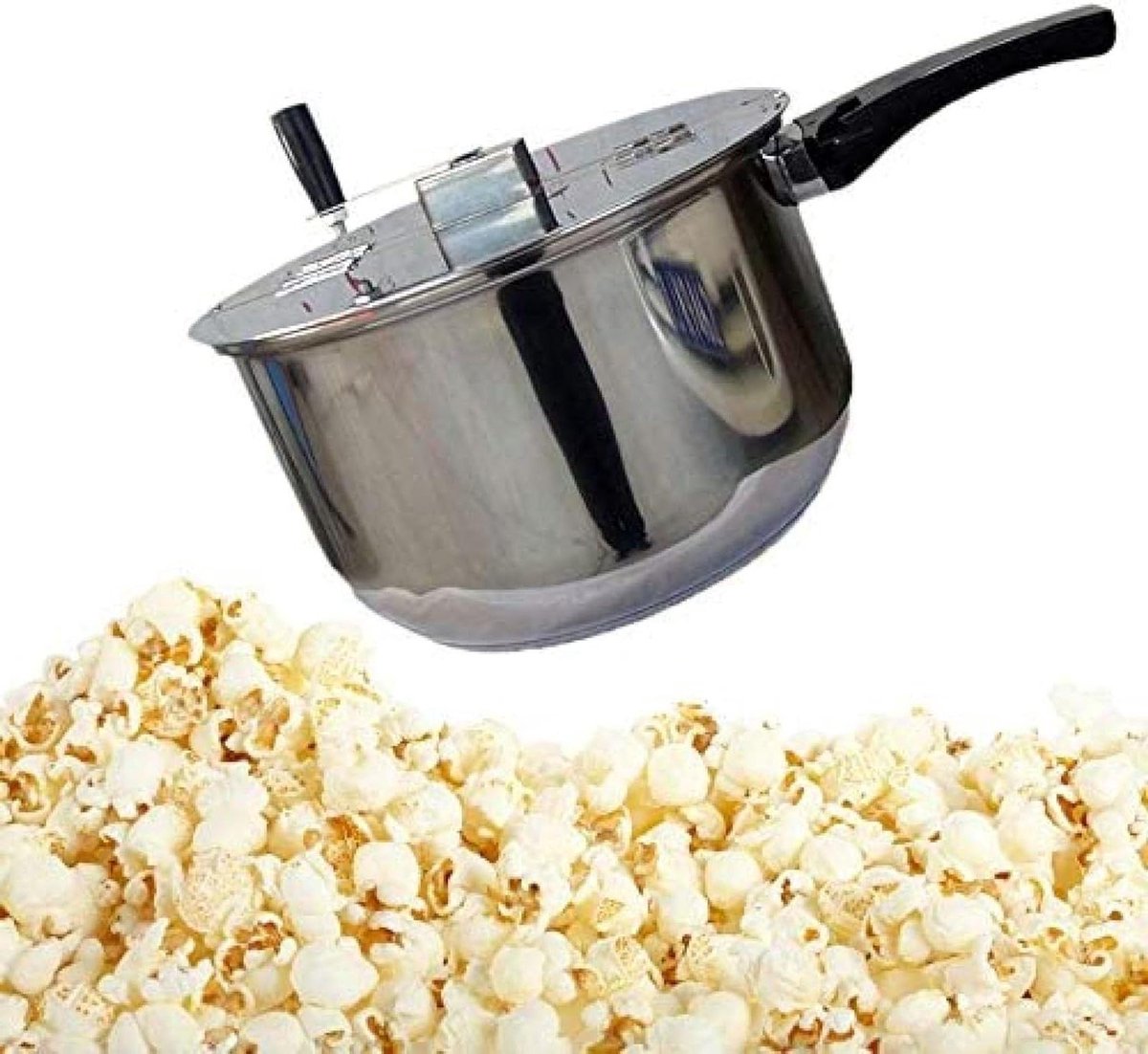 Popcorn Maker - Snack Maker - Popcorn Maken - Roestvrij Staal - 29x25.5 cm - Zilver