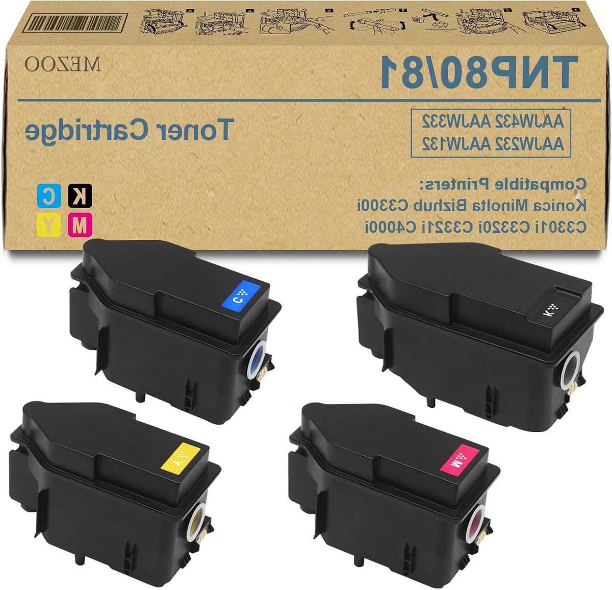 Tonercartridges - Toner Set Printer Toner - Kleuren Printen - Hoog Paginarendement - 4 Stuks - Zwart Cyaan Magenta Geel