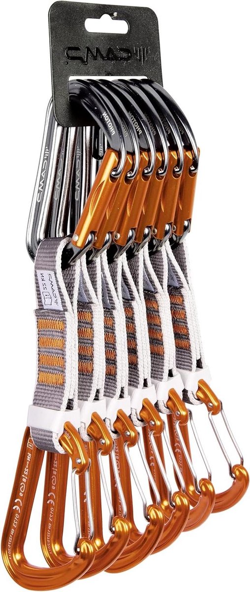 Quickdraw Set - Klimhaken Set - Klimmen Buiten - Lichtgewicht Aluminium - 12 cm - Oranje Gunmetal