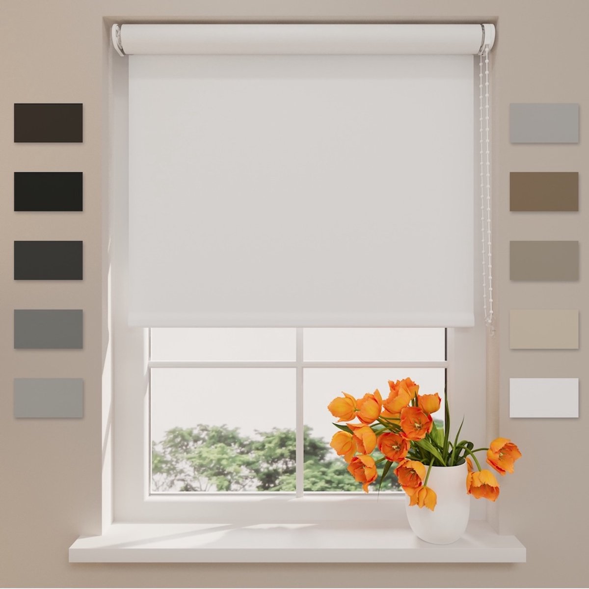 DTCH® Rolgordijn Verduisterend - Easy Match - Wit - 130 x 190 cm - Rolgordijn zonder boren - Maten van 40 t/m 240 cm breed