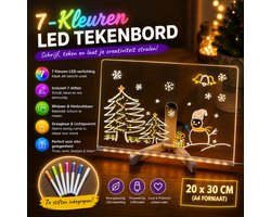 7-Kleuren LED Tekenstift Bord – Wisbaar & Draagbaar Verlichtingsbord | Acrylic Led Lamp Tekenbord - Memobord - Notitiebord - Schrijfbord -Nachtlamp-20 x 30cm formaat(A4) 7 marker- Slaapkamer&Presentaties Black Friday Kerstcadeau-Sinterklaas-Nieuwjaar