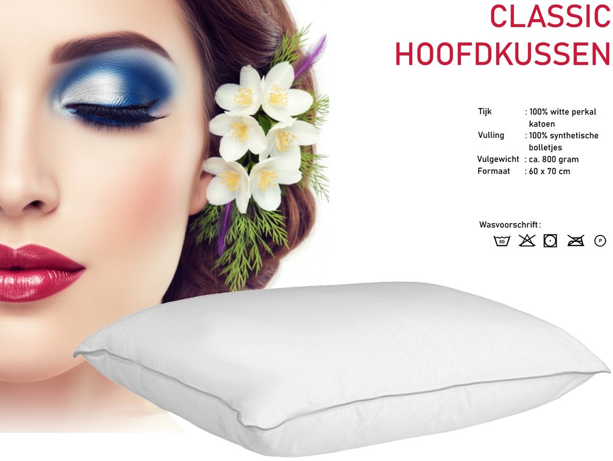 iSleep Classic Hoofdkussen - Puntkussen - 60x70 cm Wit