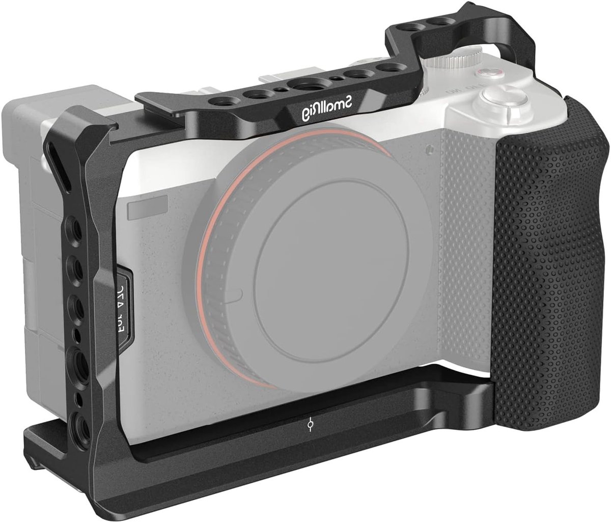 Professionele Camera Cage voor Sony A7C met Siliconen Handgreep en Snelle Bevestiging voor Arca-Swiss Systemen