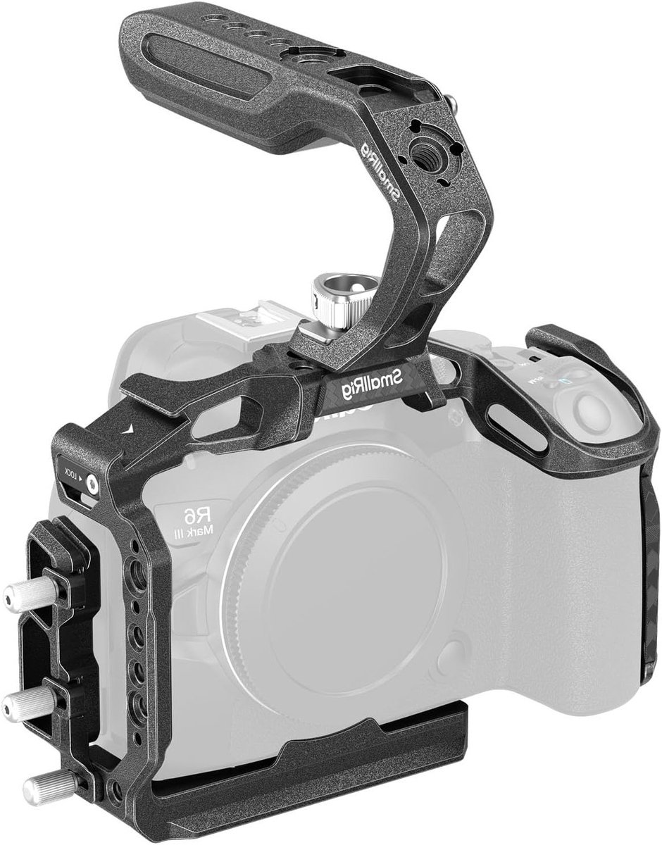 Handheld Cage Kit voor Canon R6 Mark III met Handvat, Compleet Cage en HDMI/USB-C Kabelklem - 5960