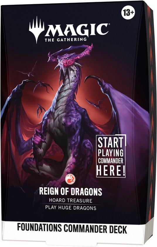 Magic: The Gathering Foundations Commander Deck - Reign of Dragons | 100-Card Starter Commander Deck + Accessories